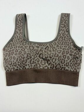 EWEDOOS LEOPARD PRINT SEAMLESS SOORTS BRA BROWN NWT SIZE S